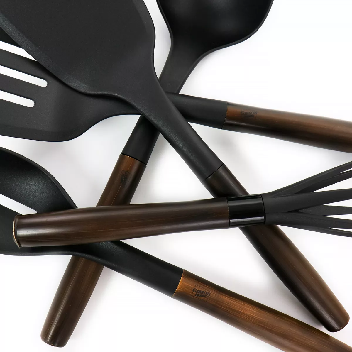 Gibson Home Branwyn 5 Piece Kitchen Tool Set with Stainless Steel Handles in Brown