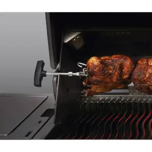 Napoleon 69211 Food Grade Stainless Steel Rotisserie Kit and Motor, Outdoor Grill Accessory Attachment for LEX 485 and Prestige 500 Series Grills