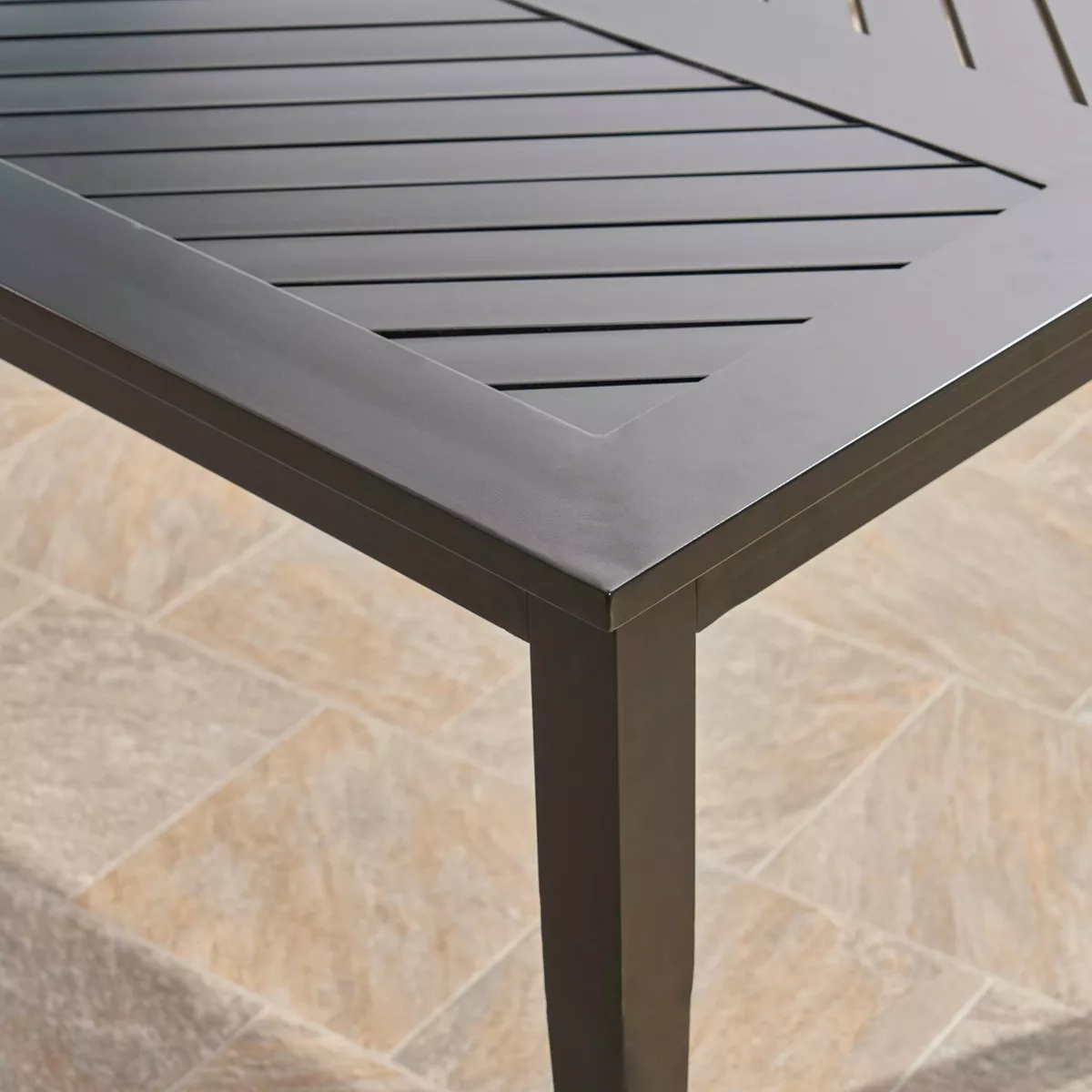 San Diego Aluminum Rectangular Dining Table Matte Black - Christopher Knight Home