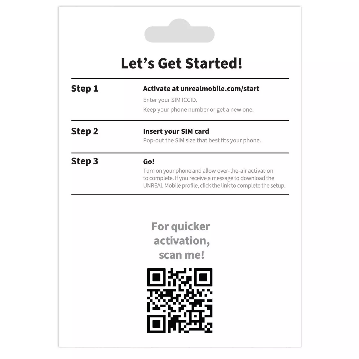 UNREAL Mobile SIM Kit 3-Month 3GB - Black