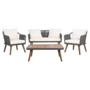 Raldin Rope 4pc Living Set - Natural/Gray/White - Safavieh