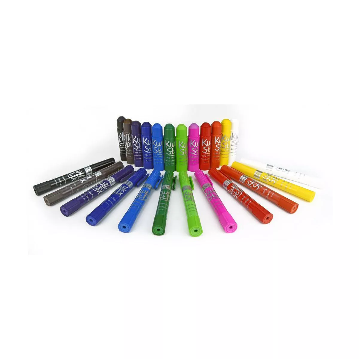 Kwikstix Stix Solid Tempera Paint, Super Quick Drying, Classic Primary Colors, Thin, 12 Pack