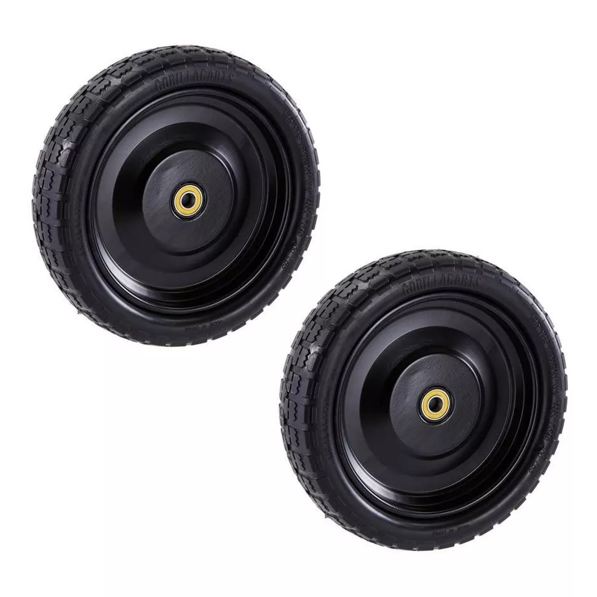 Gorilla Carts GCT13NF 13 Inch No Flat Replacement Pneumatic Tire Wheel with Offset Hub, Utility Garden Cart, Wheelbarrow, Dolly, and Wagon 2 Pack
