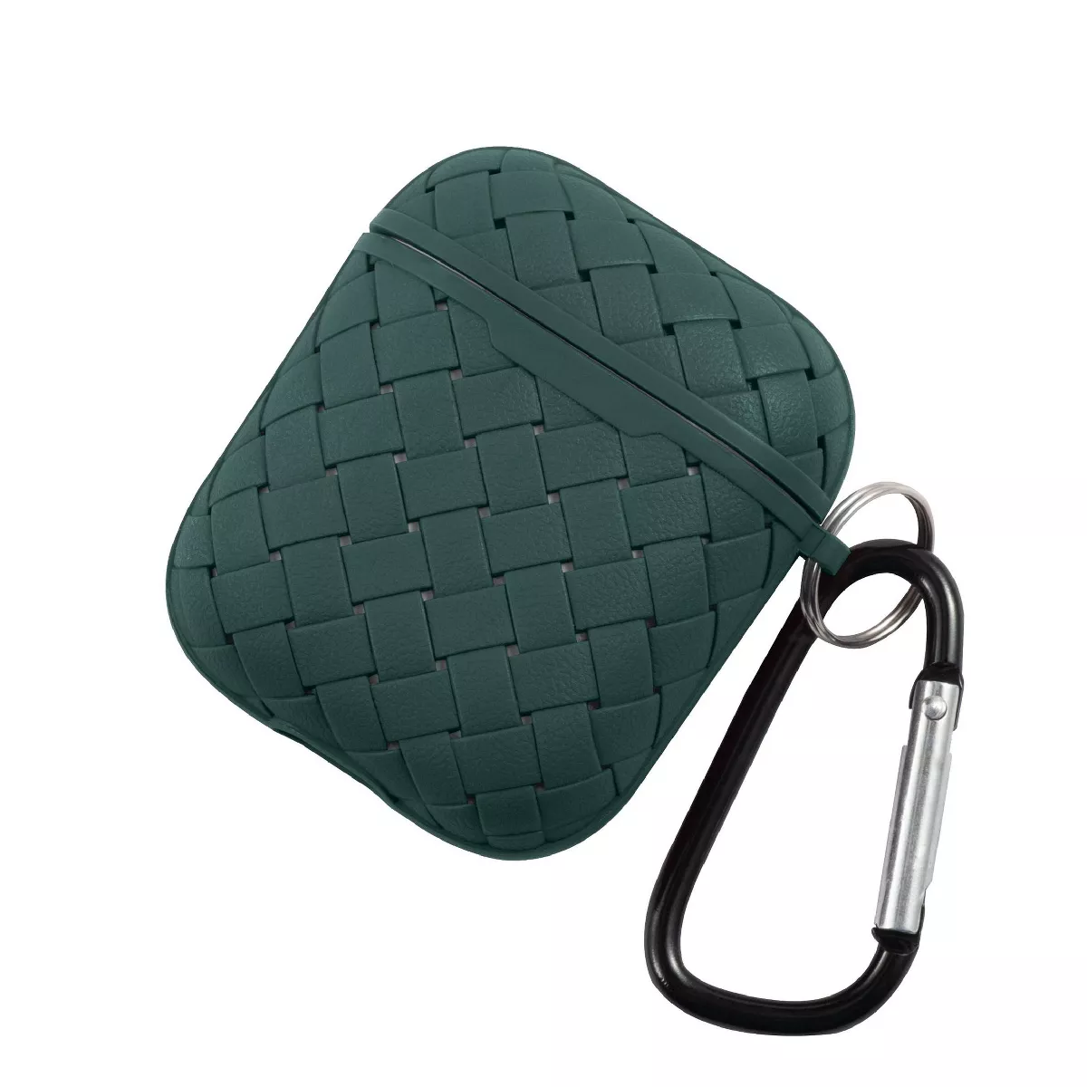 Insten Weave Shape Case For AirPods 1 & 2, Soft TPU Skin Cover with Carabiner, Green