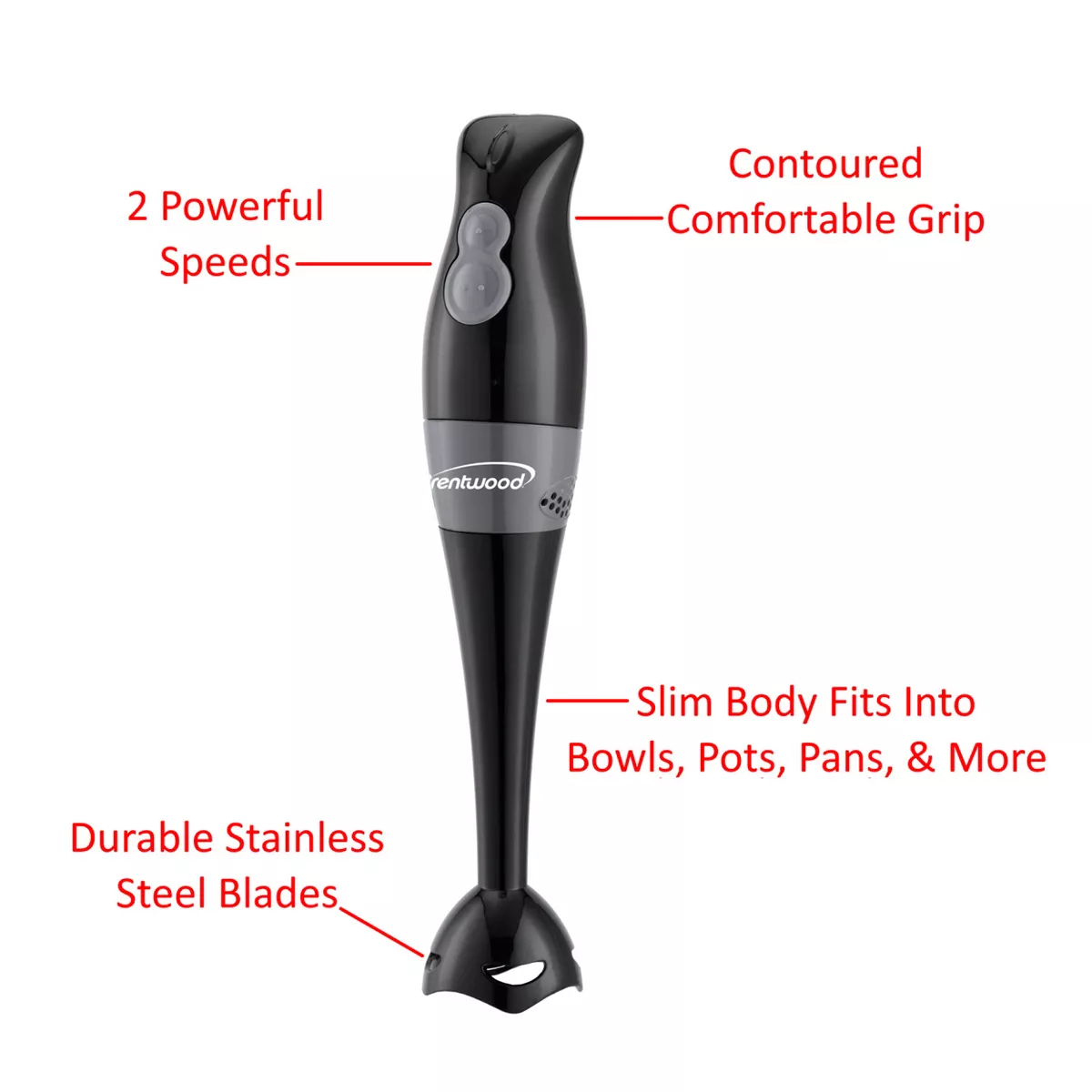 Brentwood 2 Speed 200W Hand Blender in Black