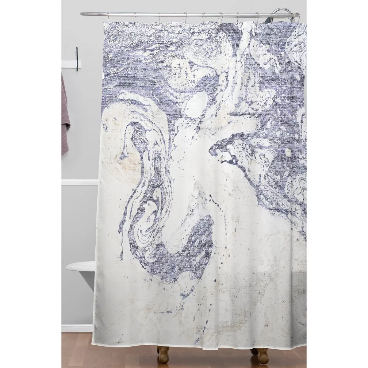 French Linen Marble Shower Curtain Blue - Deny Designs