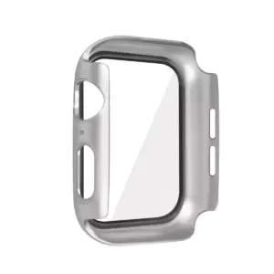 Metal Hard Case Compatible with Apple Watch 40mm Series 6 5 4 SE, Built in 9H Tempered Glass Screen Protector Full Protective Cover, Silver by Insten