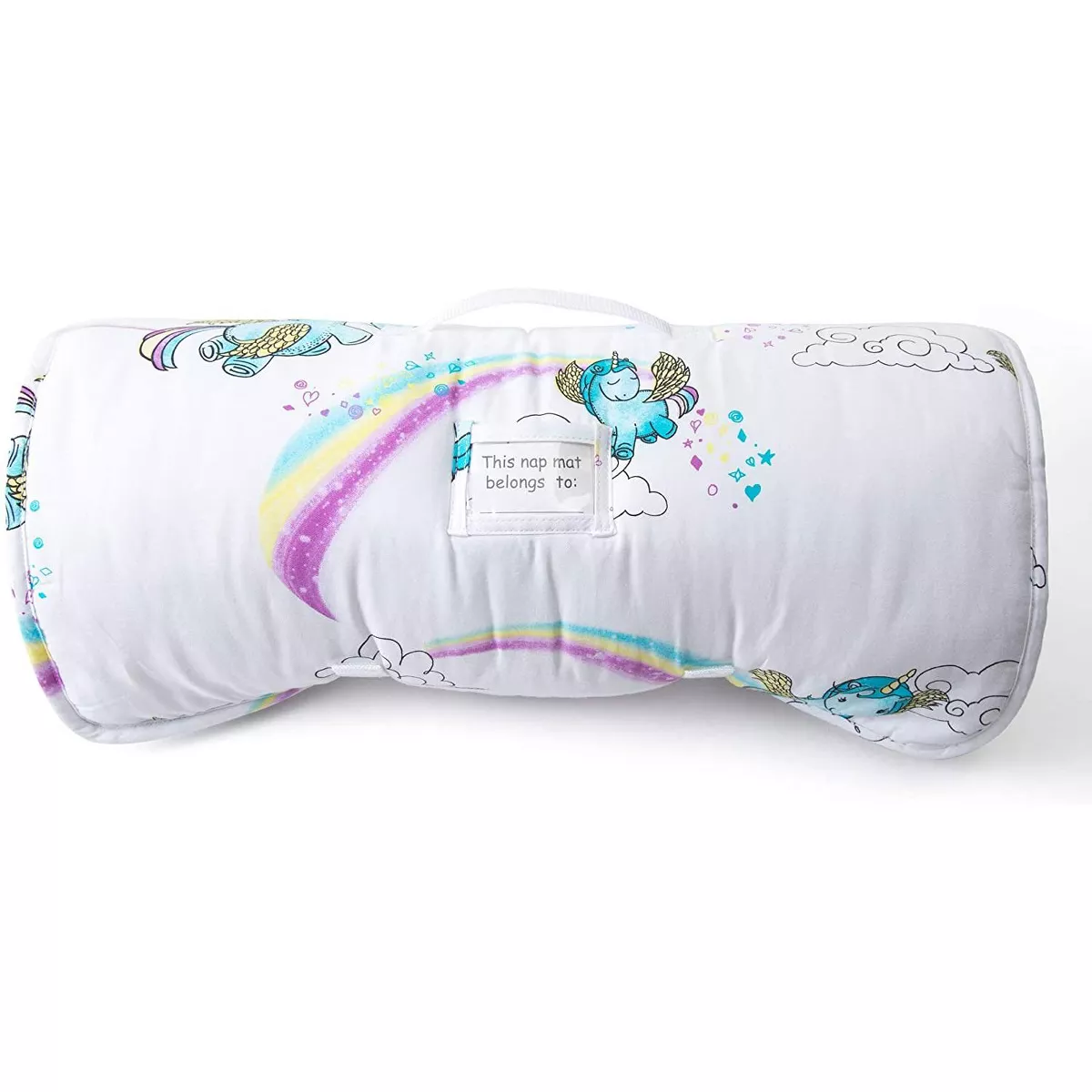 JumpOff Jo Toddler Nap Mat, Children's Sleeping Bag with Removable Pillow for Preschool, Daycare, and Sleepovers, 43 x 21 Inches, Unicorn Pixie Dust