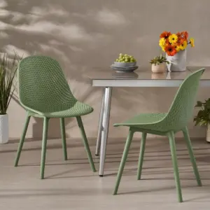 Posey 2pk Resin Modern Dining Chairs - Green - Christopher Knight Home