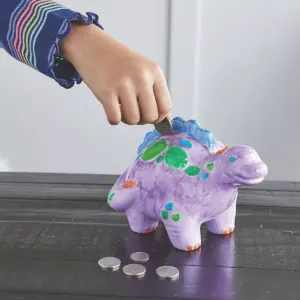 MindWare Paint Your Own Porcelain Bank: Dinosaur - Creative Activities - 3 Pieces
