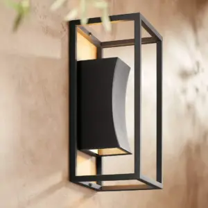 Possini Euro Design Modern Outdoor Wall Light Fixture LED Textured Black Box 14