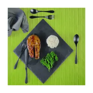Knork Original Titanium 20 Piece Service for 4 Cutlery Silverware Utensil Flatware Set with Forks, Knives, and Spoons, Black Matte