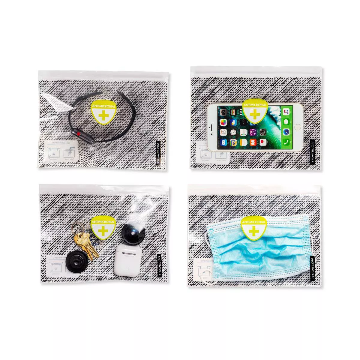 Travelon Clean Set of 4 Antimicrobial Pouches - Gray