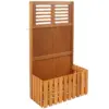 Sunnydaze Outdoor Garden Meranti Wood with Teak Oil Finish Planter Box with Privacy Screen and 2 Hooks for Hanging Basket Planters - 44" H - Brown
