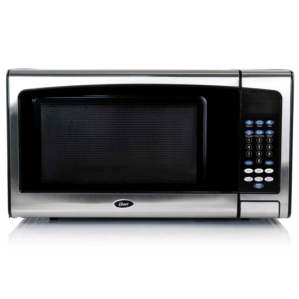 Oster 1.1 CuFt Digital Microwave Oven in Black and Silver