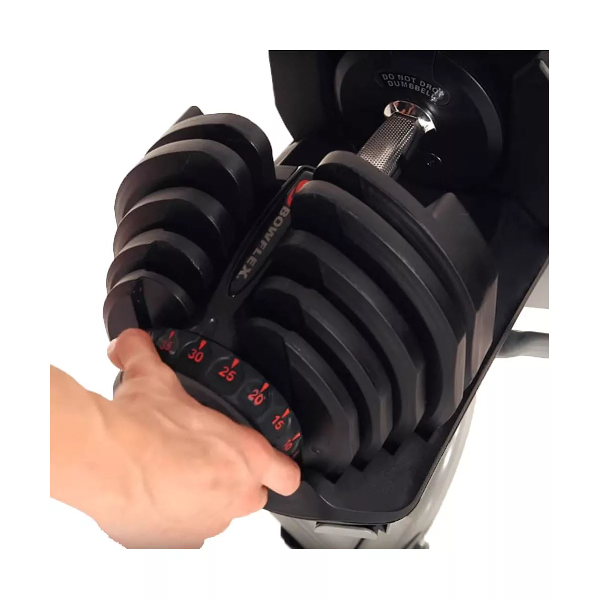Bowflex SelectTech 1090 Adjustable Dumbbell Weights (Pair) + Stand w/ Media Rack