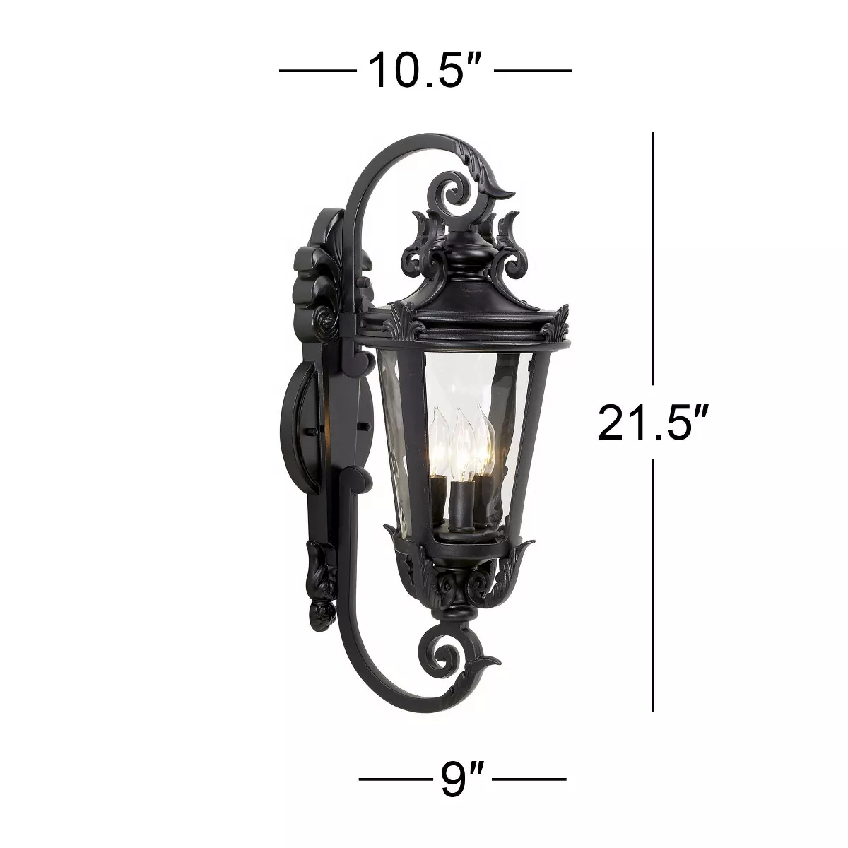 John Timberland Mediterranean Outdoor Wall Light Fixture Black Scroll Arm 21 1/2