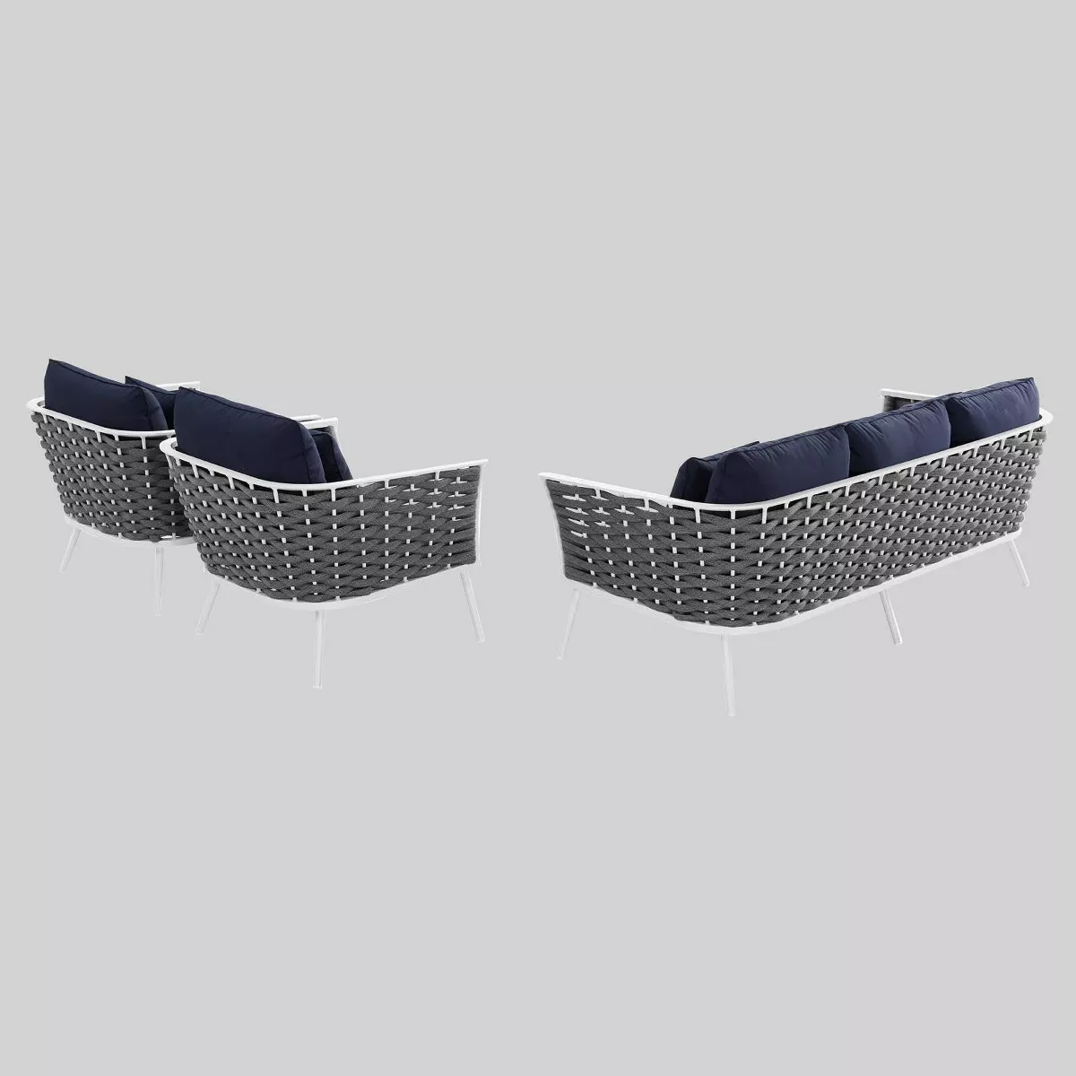 Stance 3pc Outdoor Patio Aluminum Sectional Sofa Navy - Modway