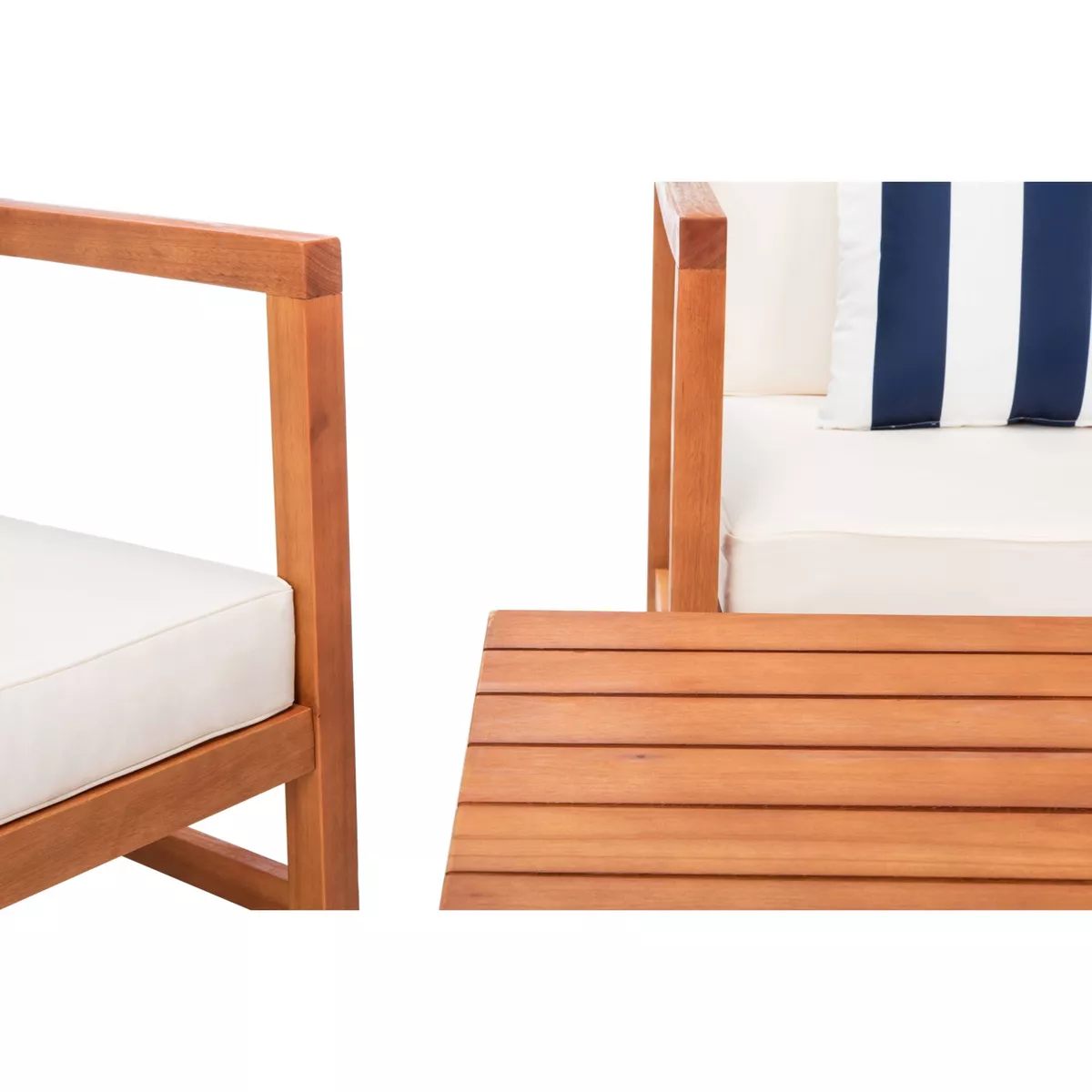 Montez 4pc Living Set with Accent Pillows - Natural/Beige/Navy - Safavieh
