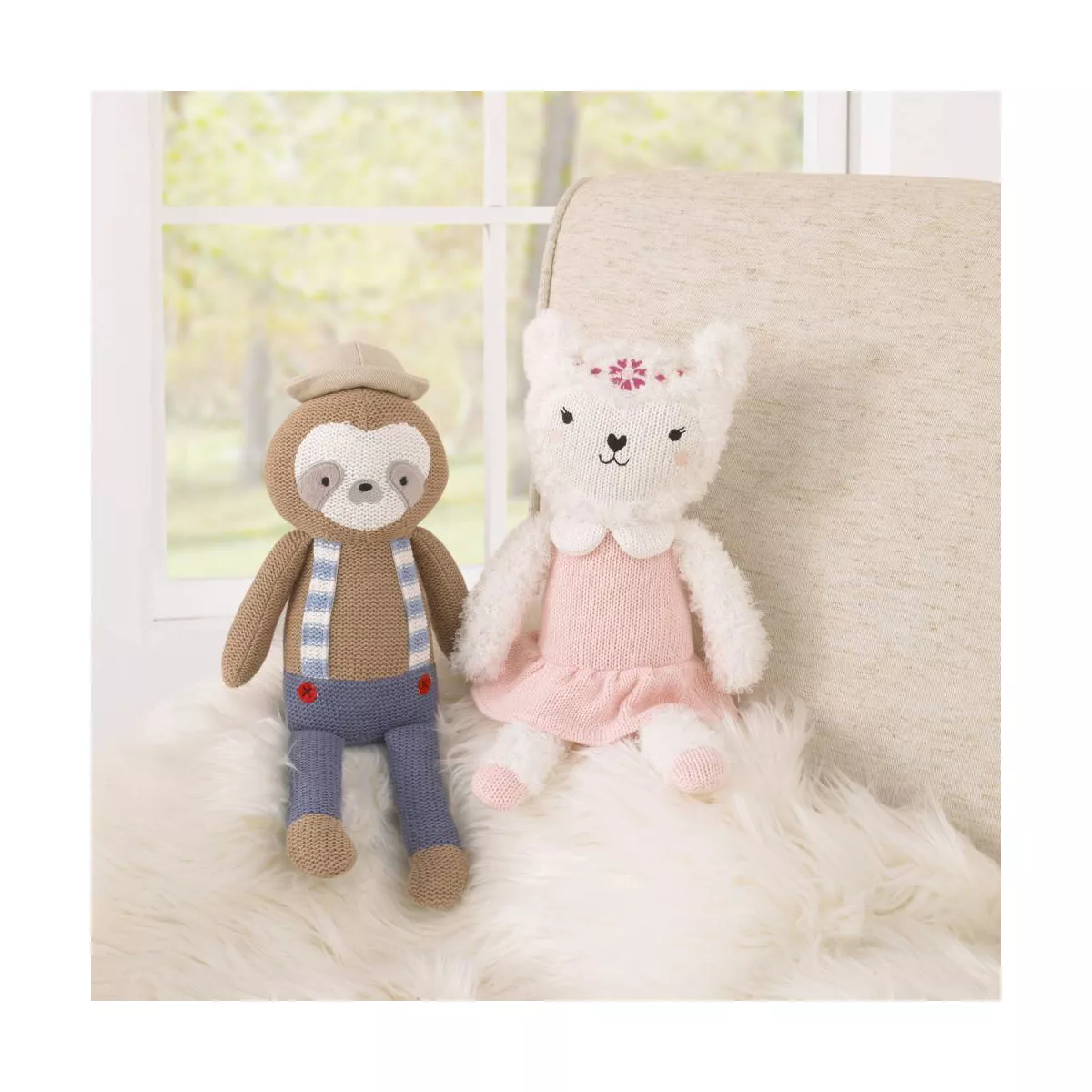 Cuddle Me Lolly The Llama Knit Plush Stuffed Animal - White and Pink