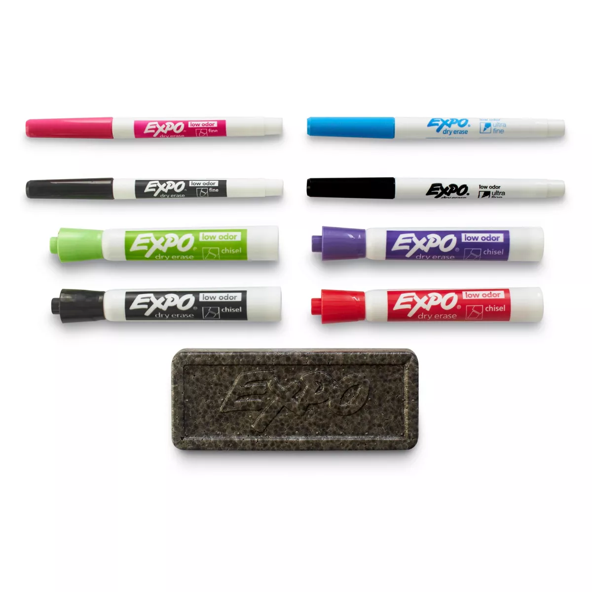 8pk Dry Erase Marker Starter Set with Eraser Mixed Tip Multicolor - Expo