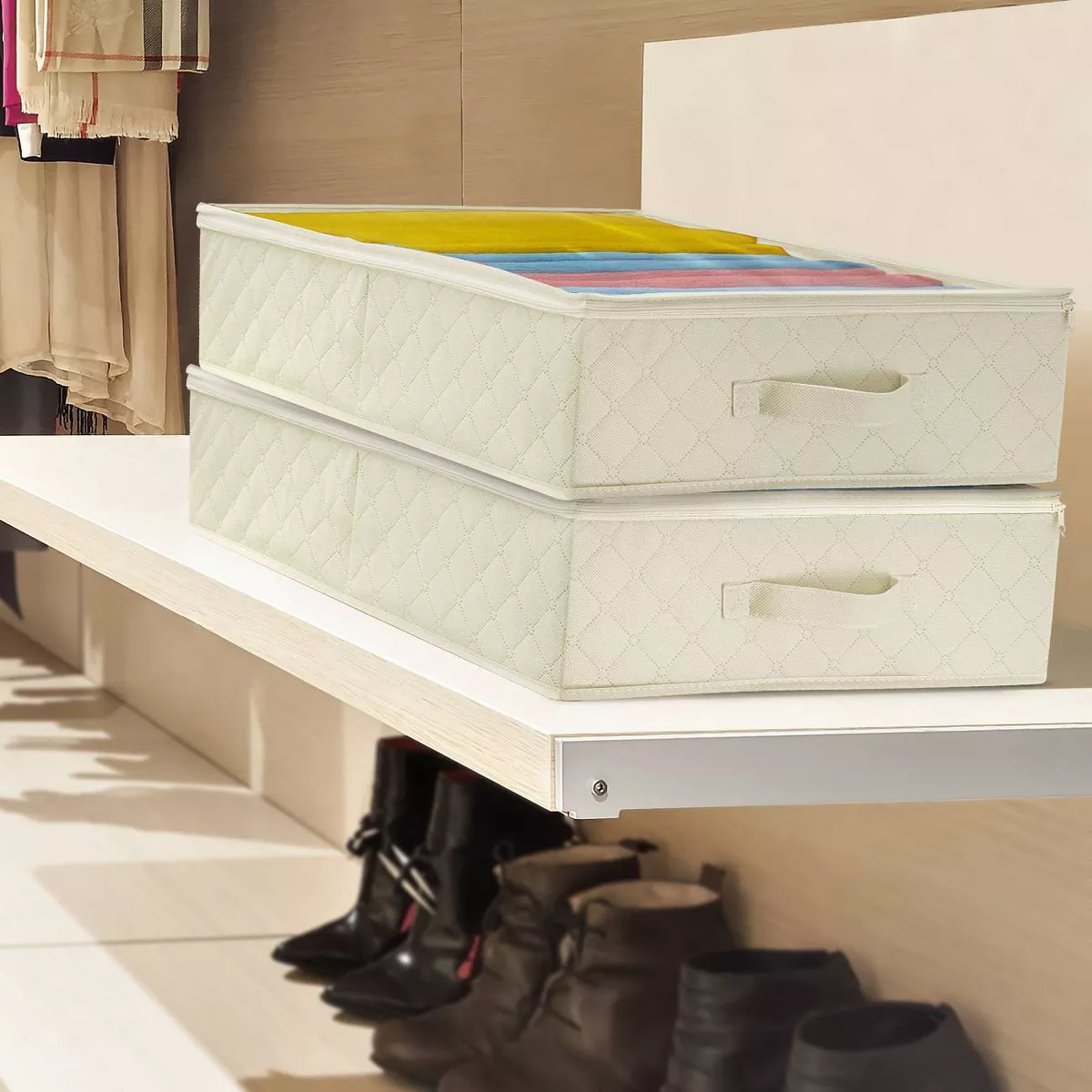 Sorbus 2pk Storage Closet Organizer Beige