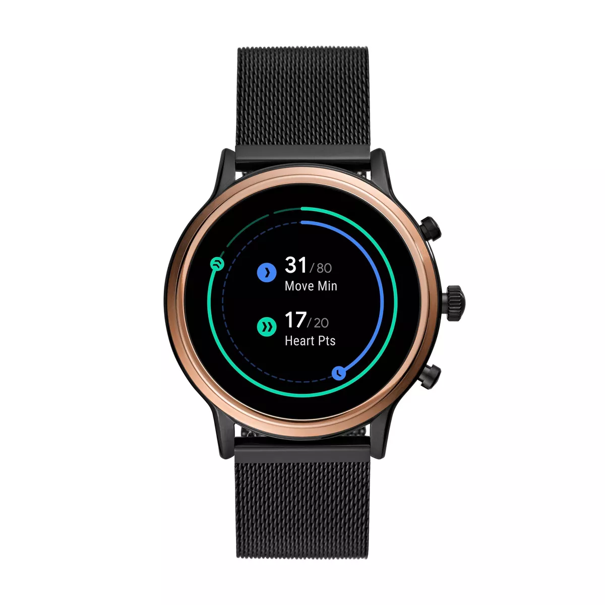 Fossil Gen 5 Smartwatch Julianna HR 44mm - Black Stainless Steel Mesh