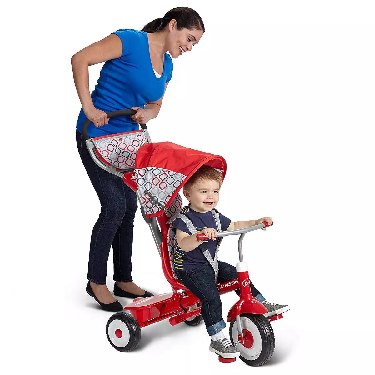 Radio Flyer Ultimate 4-in-1 Stroll ‘N Trike Ride On with 3-Point Harness, Red