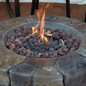 Sunnydaze Outdoor Cast Stone Propane Gas Fire Pit Heater Kit with Lava Rocks - 30