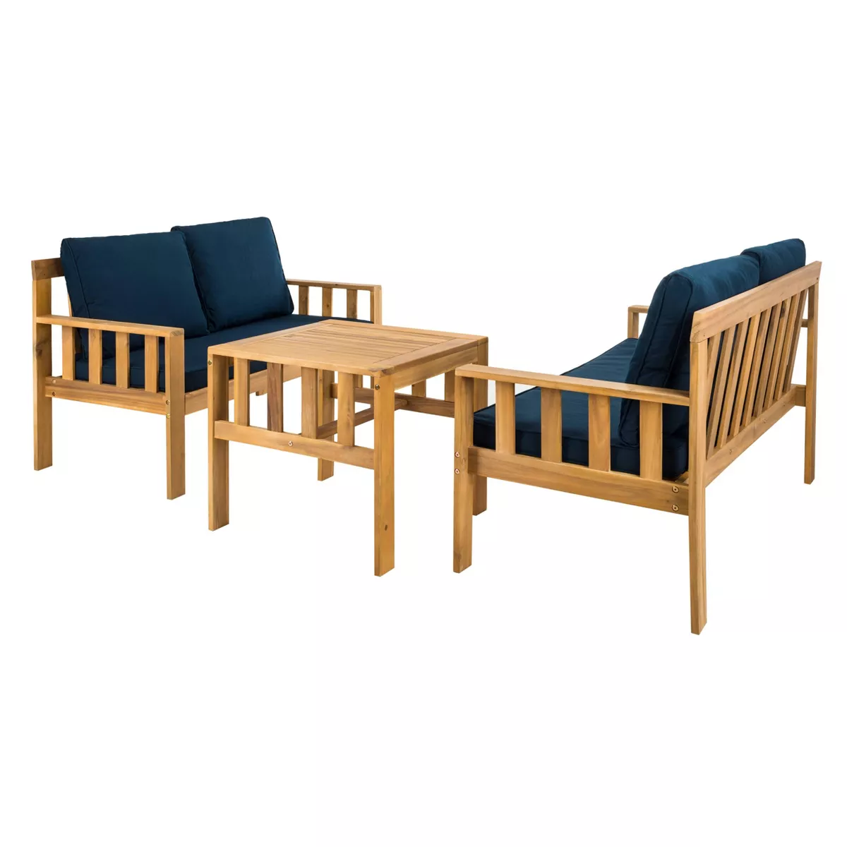 Lardner 3pc Conversation Set - Natural/Navy - Safavieh