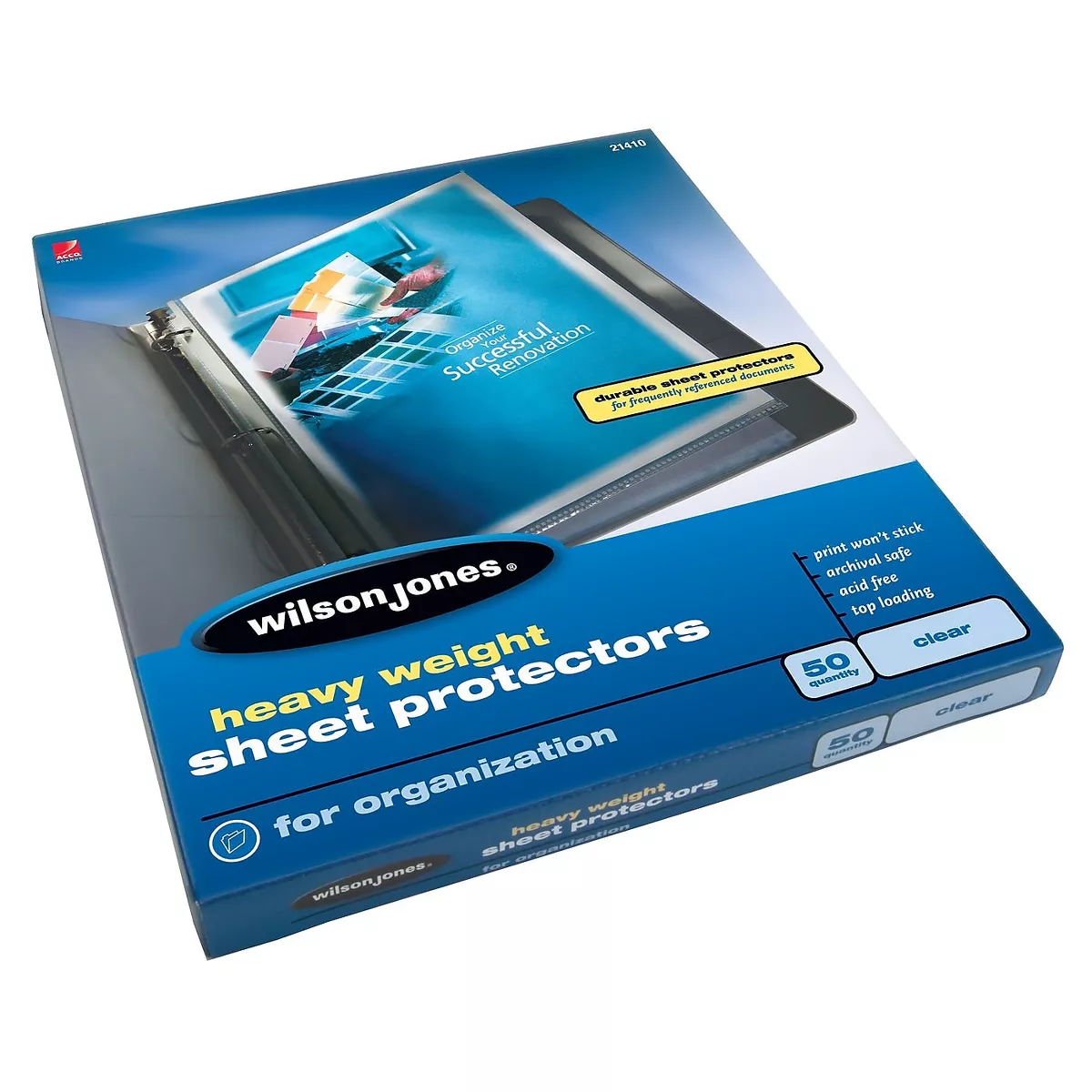Wilson Jones Heavyweight Top-Loading Sheet Protectors Letter 50/Box 21410