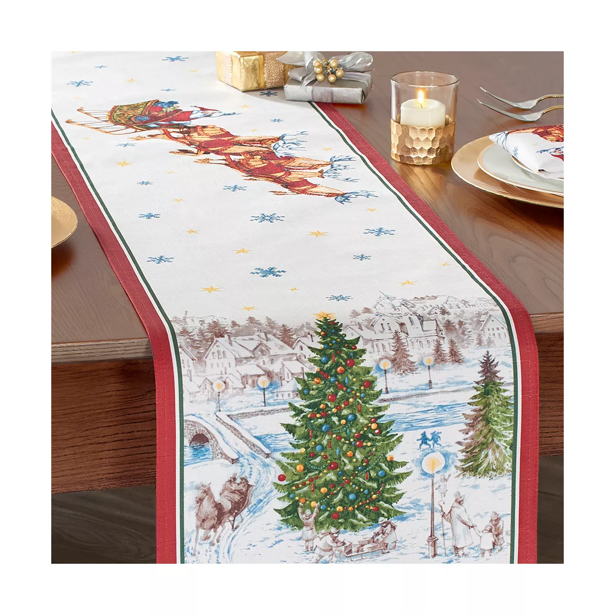 Santa's Snowy Sleighride Table Runner - 13