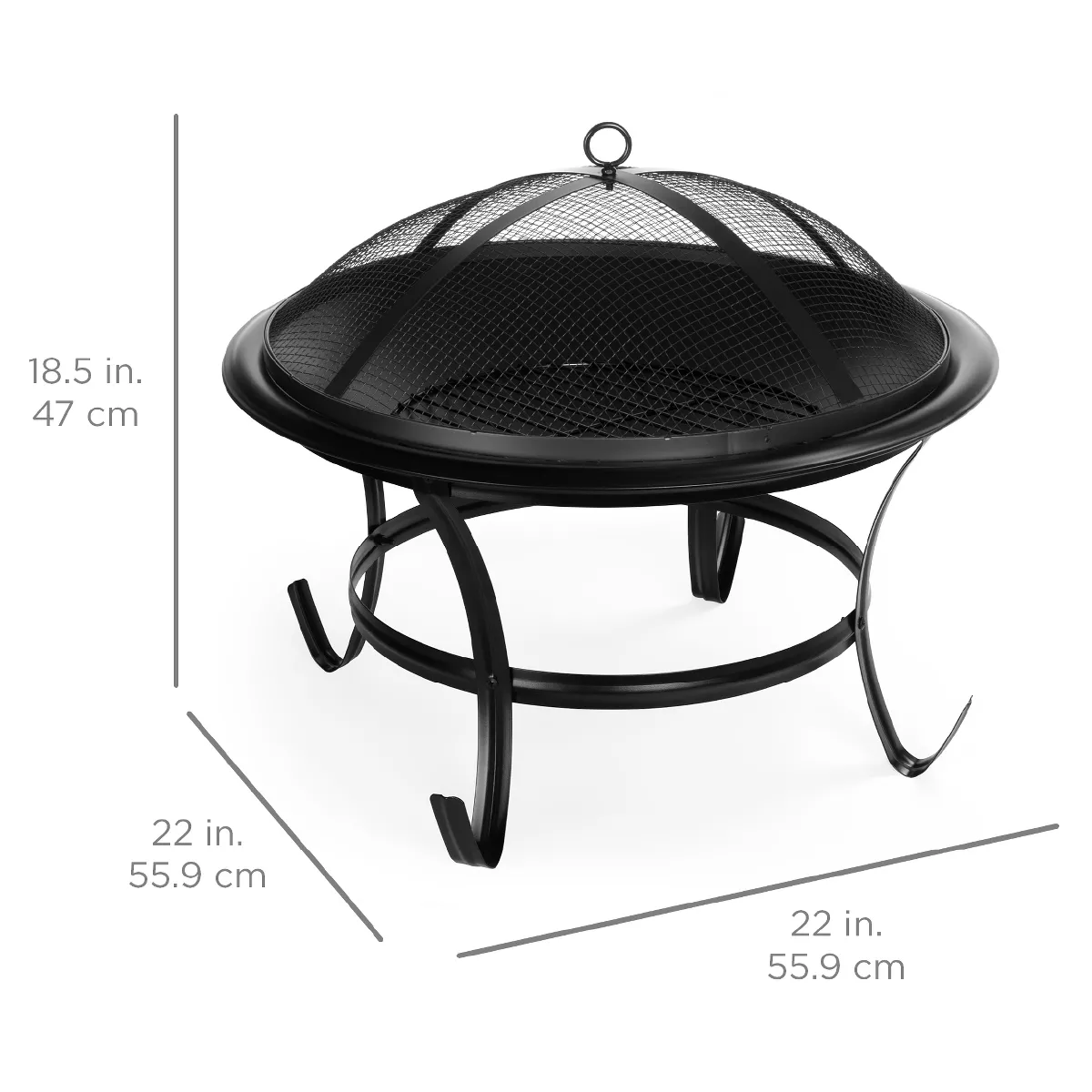 Best Choice Products 22in Steel Outdoor Fire Pit Bowl BBQ Grill w/ Screen Cover, Log Grate, Poker for Camping, Bonfire