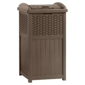 Suncast Trash Can 33 Gal. Resin & Suncast Garden Screen Gate/Fence, Java