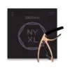D'Addario NYXL1149 Medium 3-Pack Electric Guitar Strings and NS Reflex Capo Antique Bronze