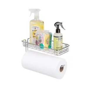 mDesign Wall Mount Metal Storage Organizers for Kitchen - 2 Piece Set - Chrome