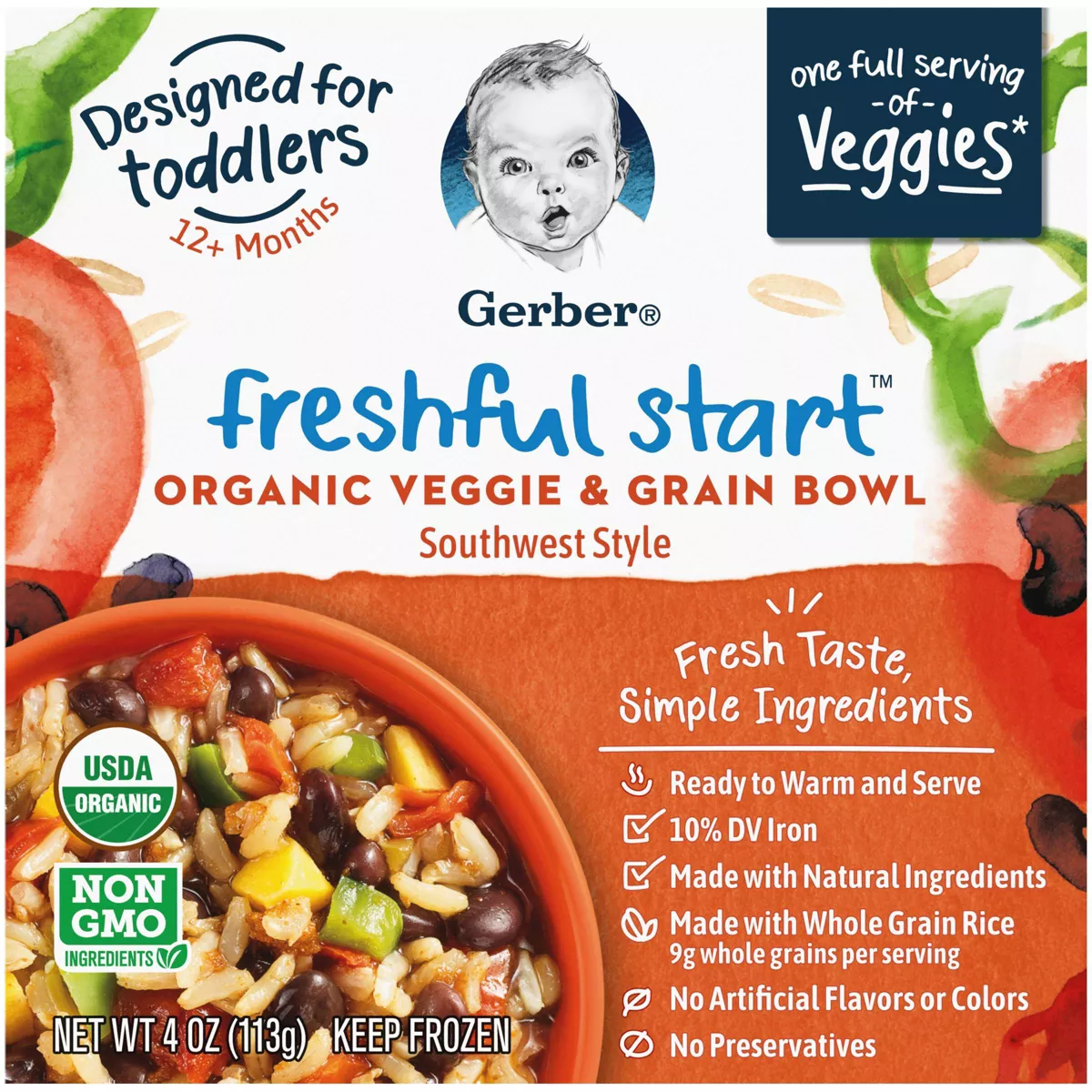 Gerber Freshful Start Frozen organic Veggie and Grain Bowl Southwest - 4oz