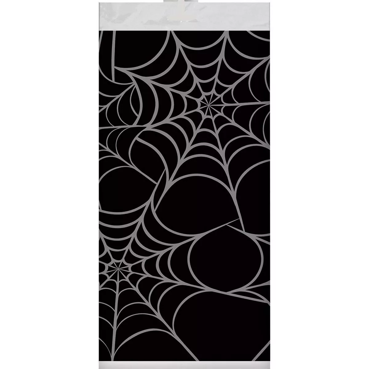 Silver Web Plastic Tablecloth Black