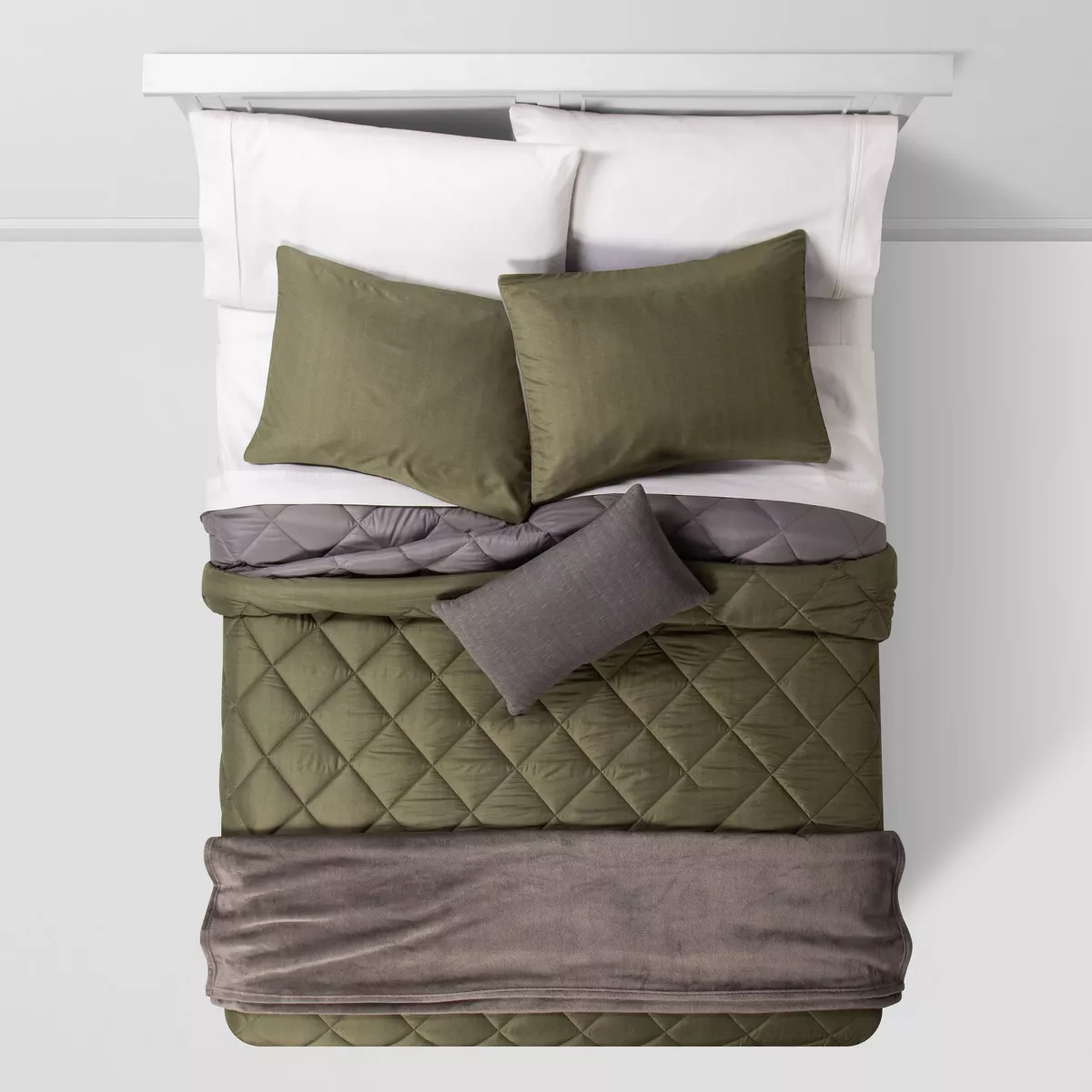 King Solid Microfiber Bed Set Olive - Room Essentials™