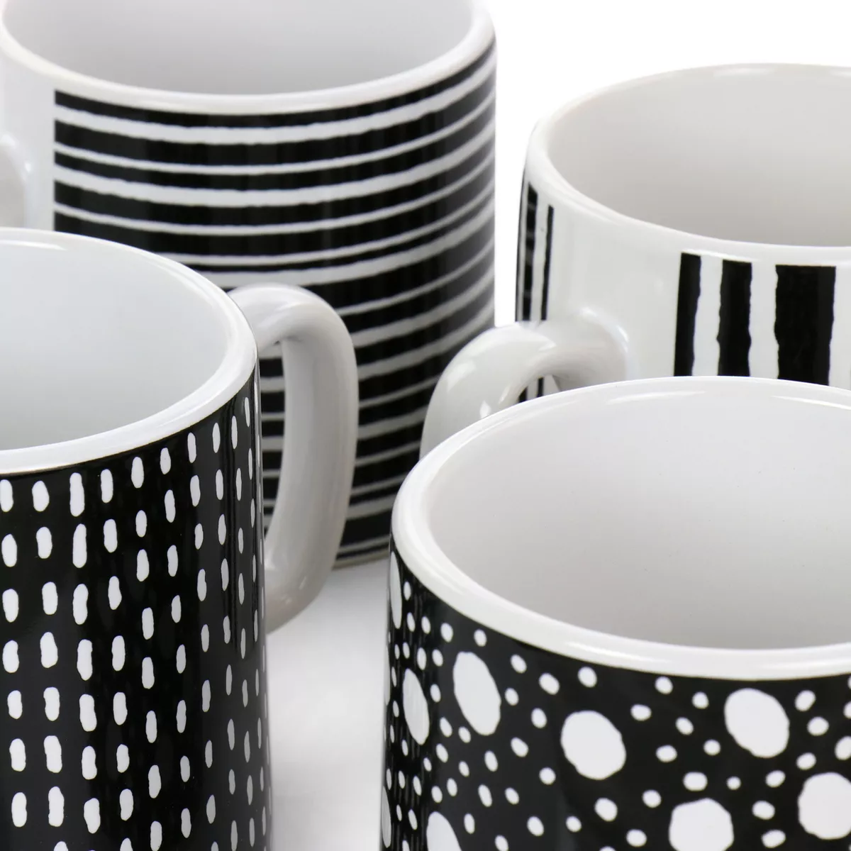 Mr. Coffee Napoli Caffe 4 Piece 17 Ounce Stoneware Assorted Mug Set in Black