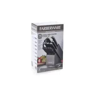 Farberware 15pc Forged Triple Rivet Knife Block Set; Graphite