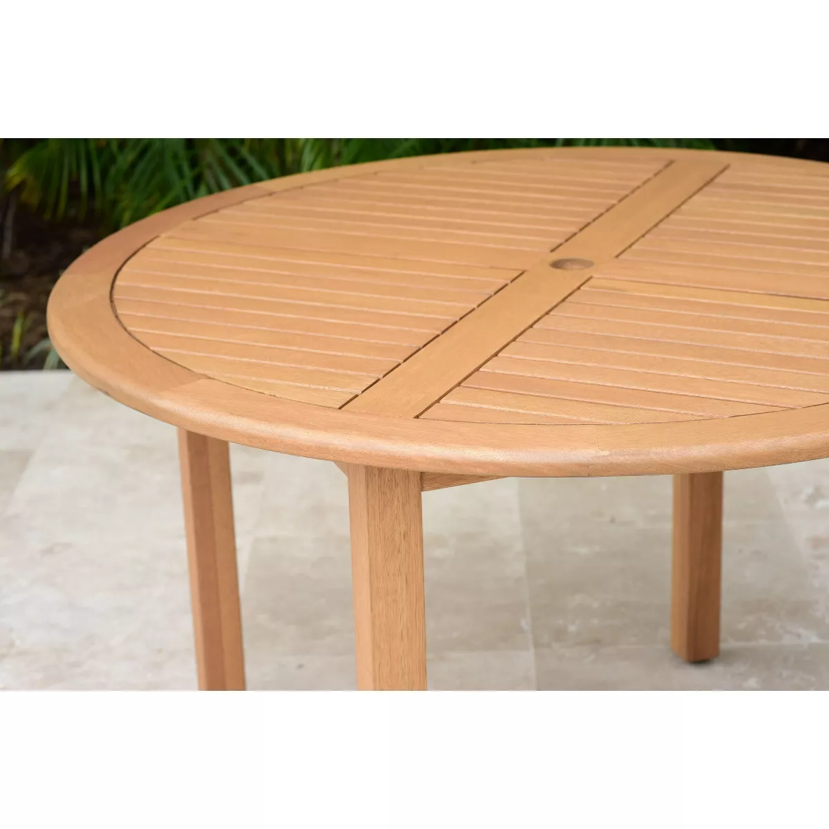 Gables 5pc Teak Finish Round Patio Dining Set - Black - Amazonia