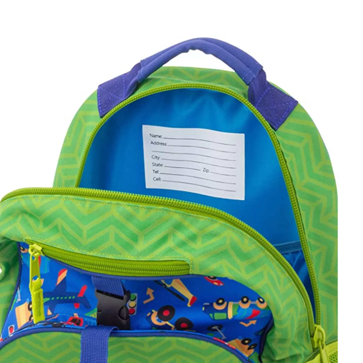Stephen Joseph All Over Print Kids Backpack School Bag with Buckles, Adjustable Shoulder Straps, and 2 Mesh Pockets for Boys and Girls, Transportation