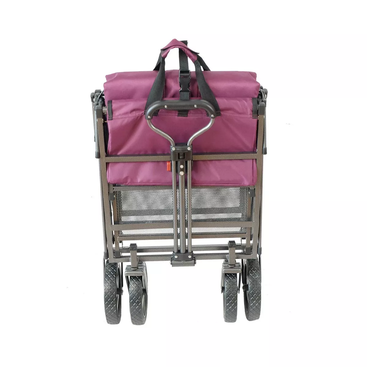 Mac Sports Double Decker Heavy Duty Steel Frame Collapsible Outdoor 150 Pound Capacity Yard Cart Utility Garden Wagon with Lower Storage Shelf, Purple