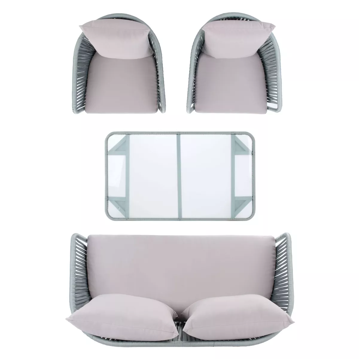 Jorda 4pc Rope Living Set - Gray - Safavieh