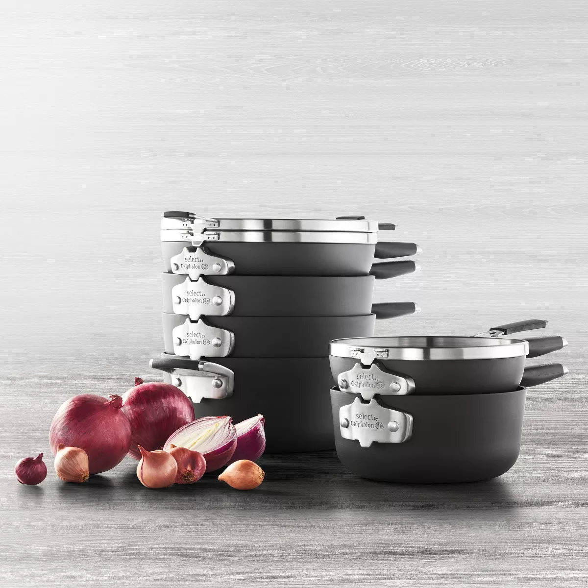 Calphalon Select 9pc Space Saving Hard-Anodized Nonstick Cookware Set