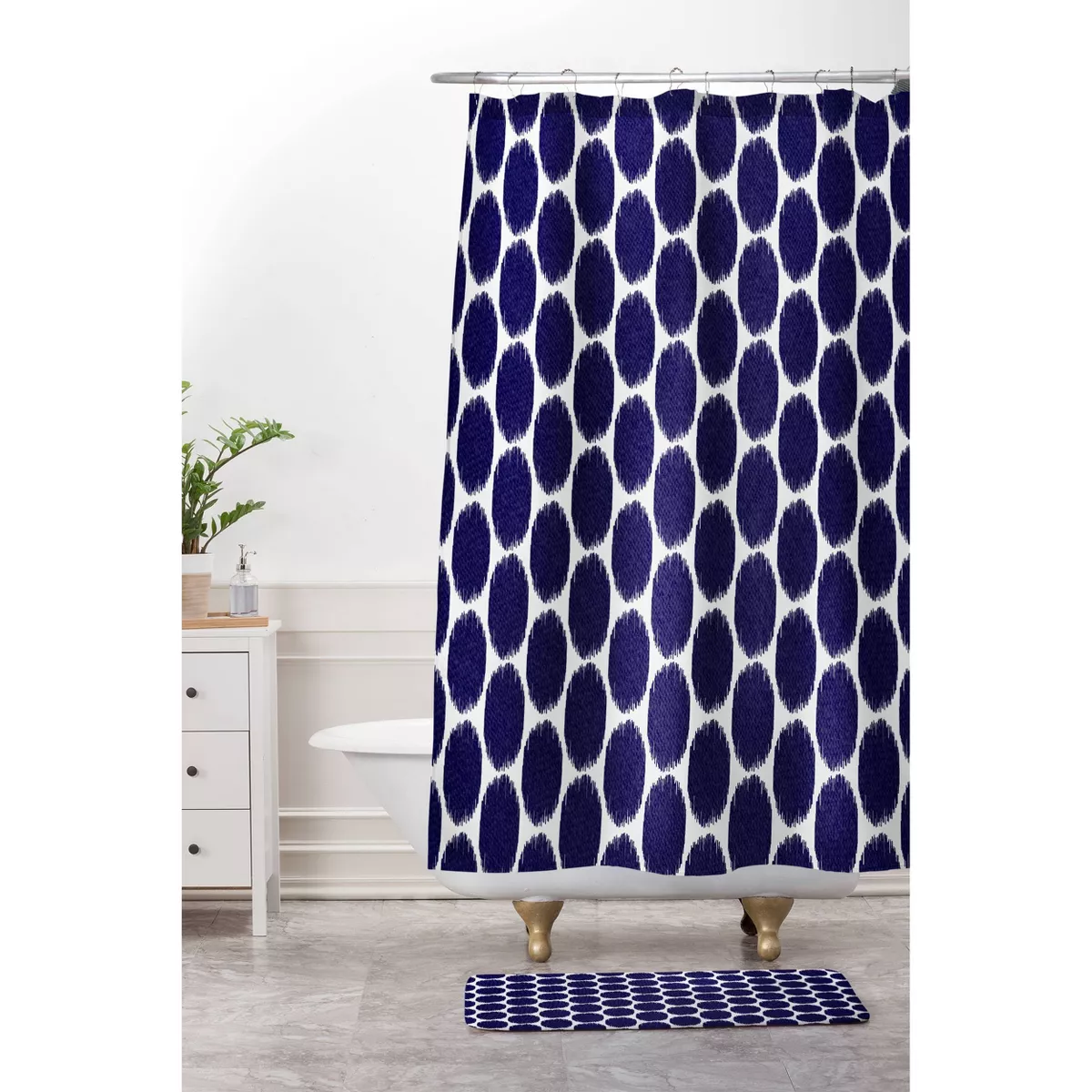 Natalie Baca Ikat Ovals Memory Foam Bath Mat Blue - Deny Designs