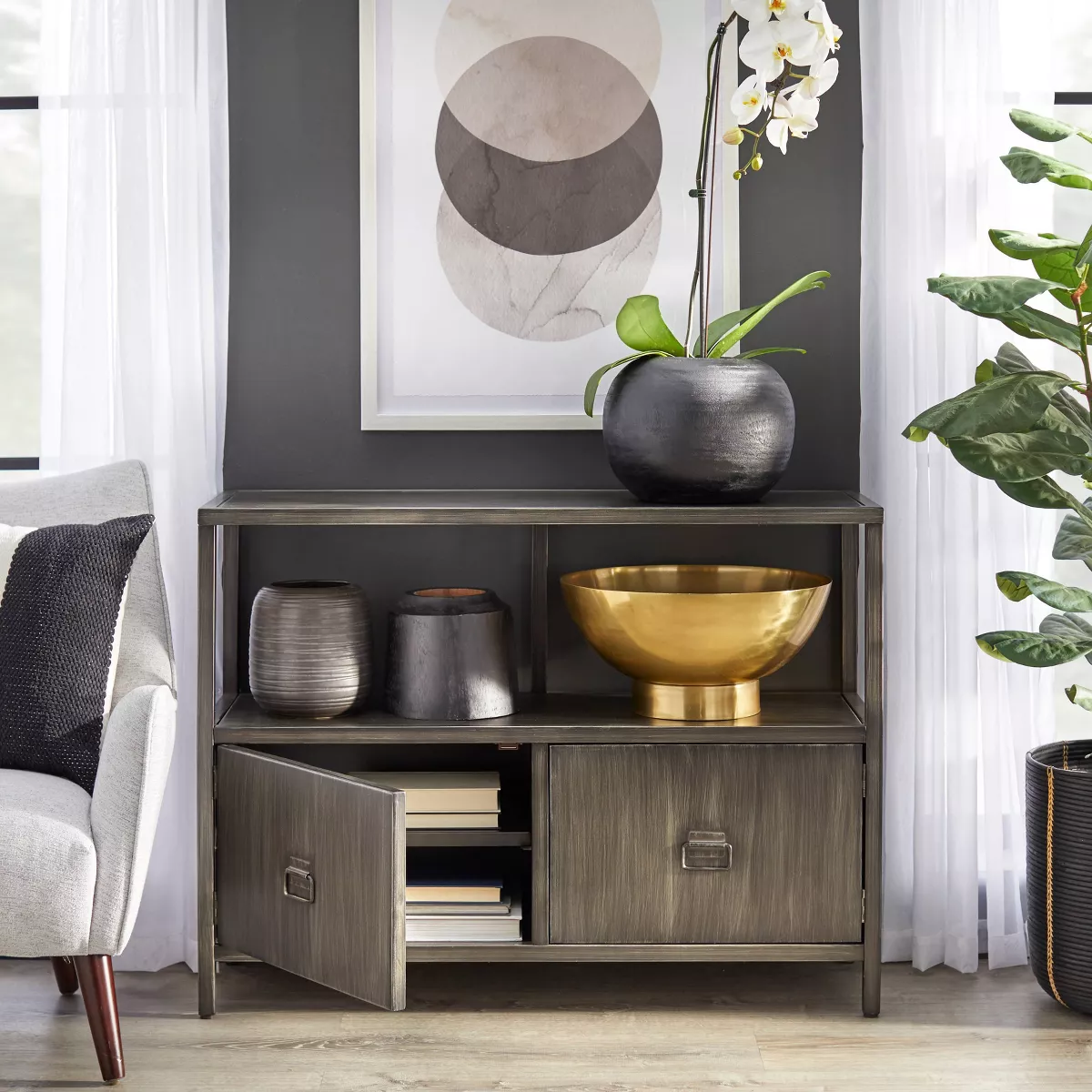 Linden Metal Buffet Gray - angelo:HOME