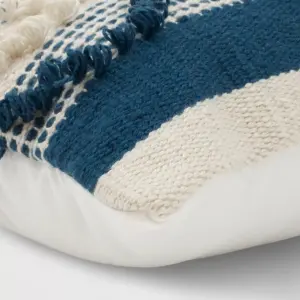 Decorative Woven Lumbar Throw Pillow Navy/Cream - Threshold™