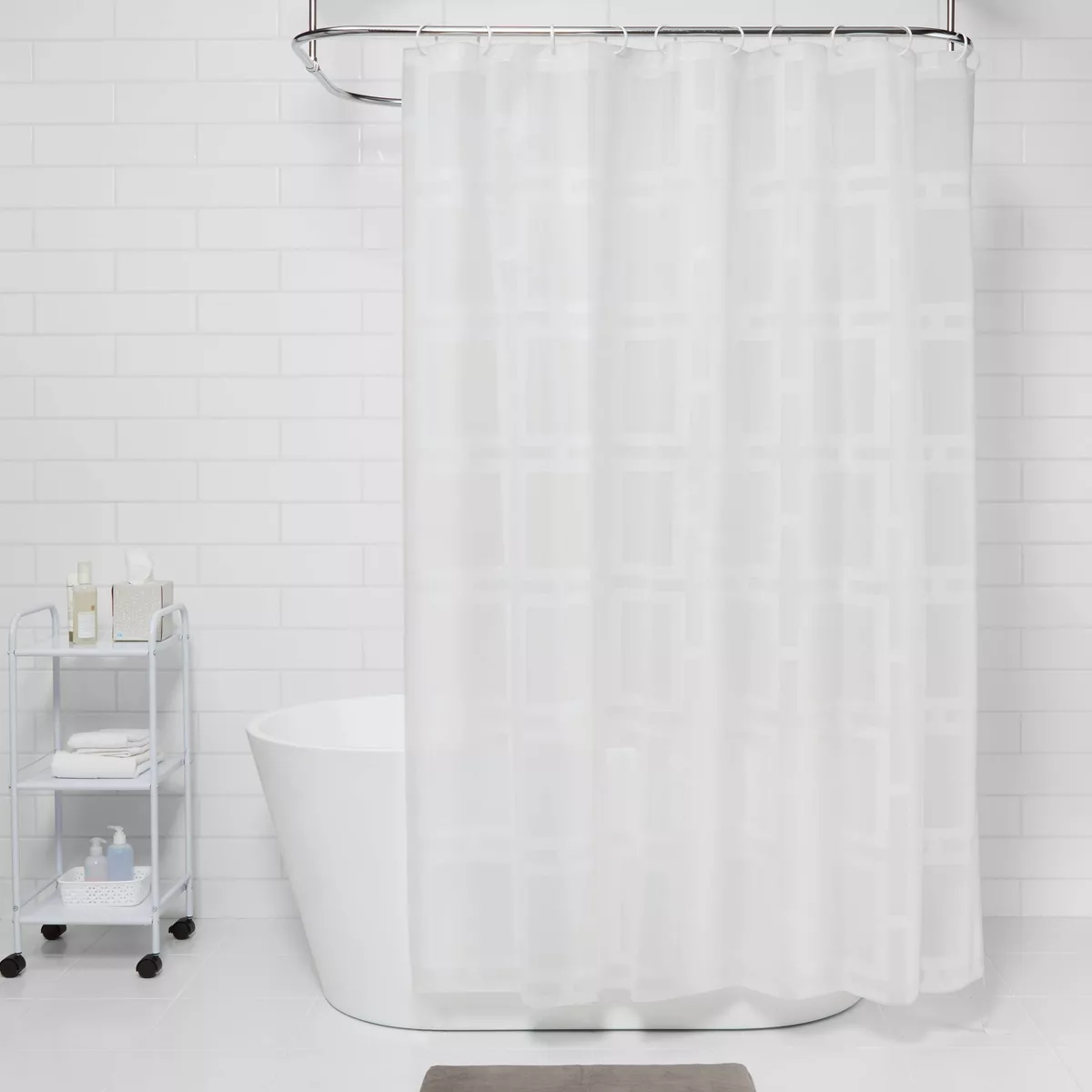 Grid Shower Curtain White - Room Essentials™